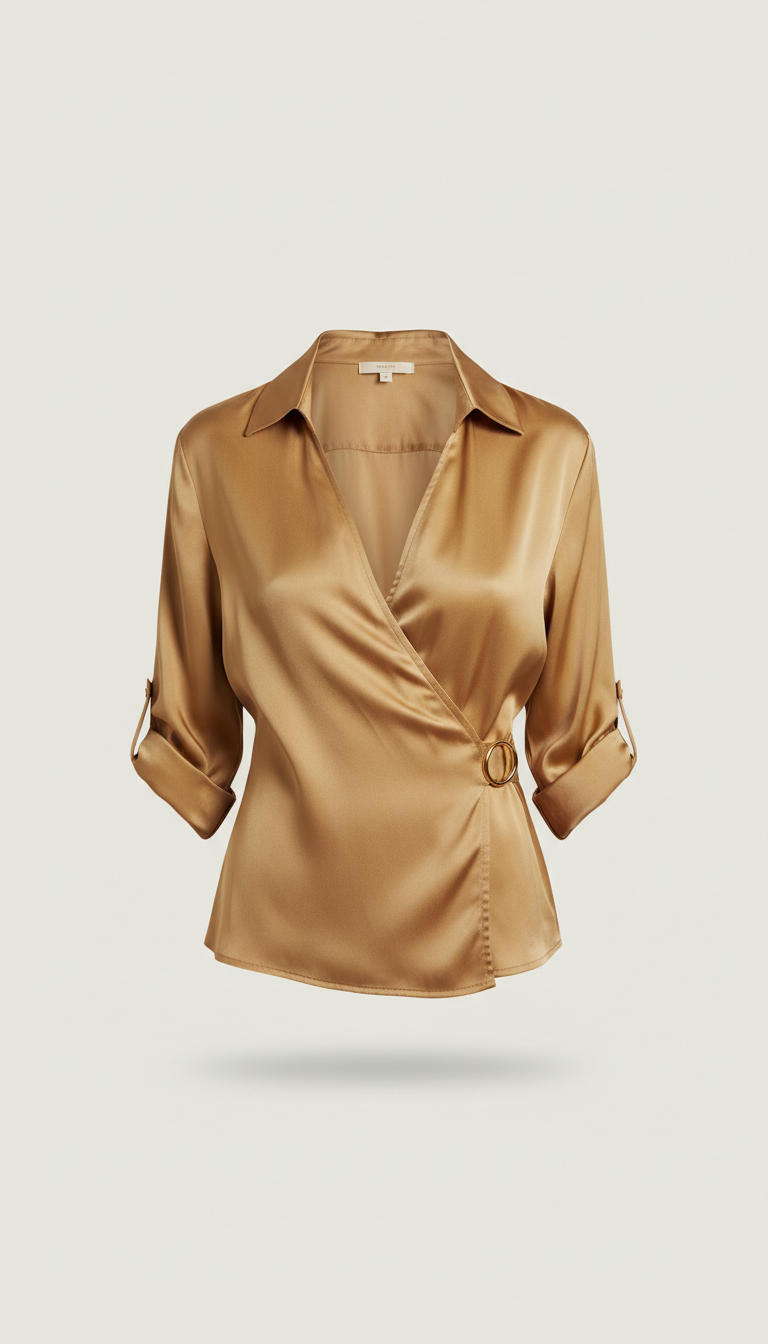 Silk Wrap Blouse with Ties