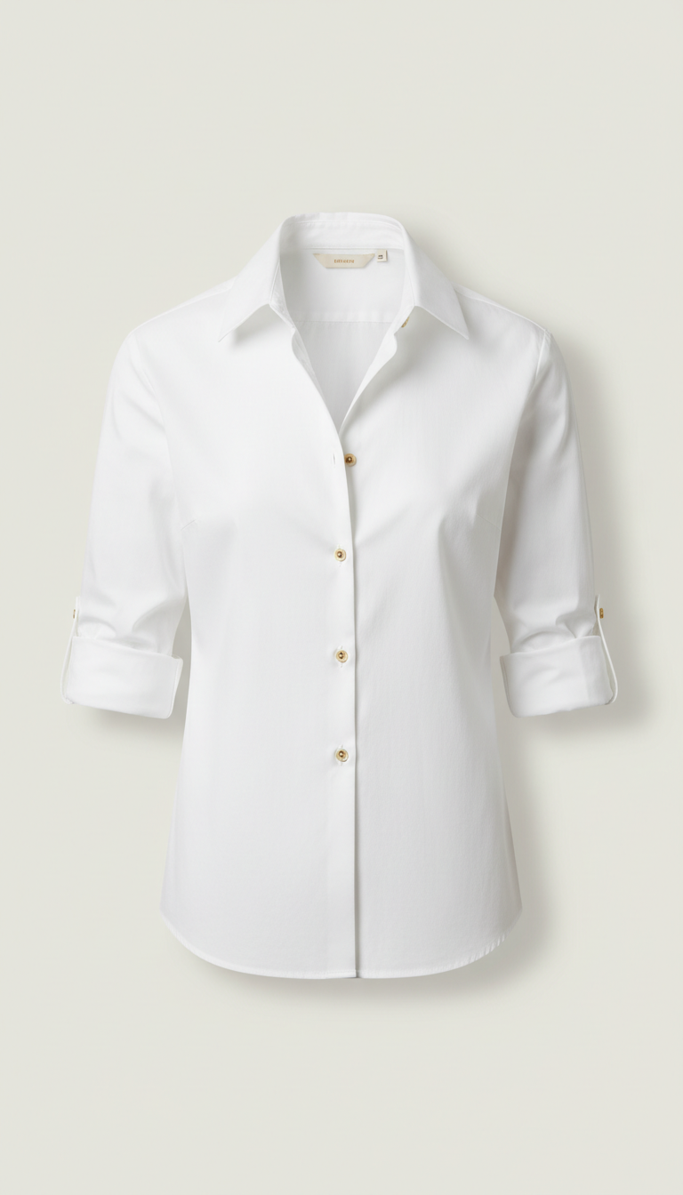 Crisp Cotton Shirt Hidden Placket